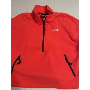 North Face Fleece Pullover Womens large PINK Neon 1/4 Zip Lightweight